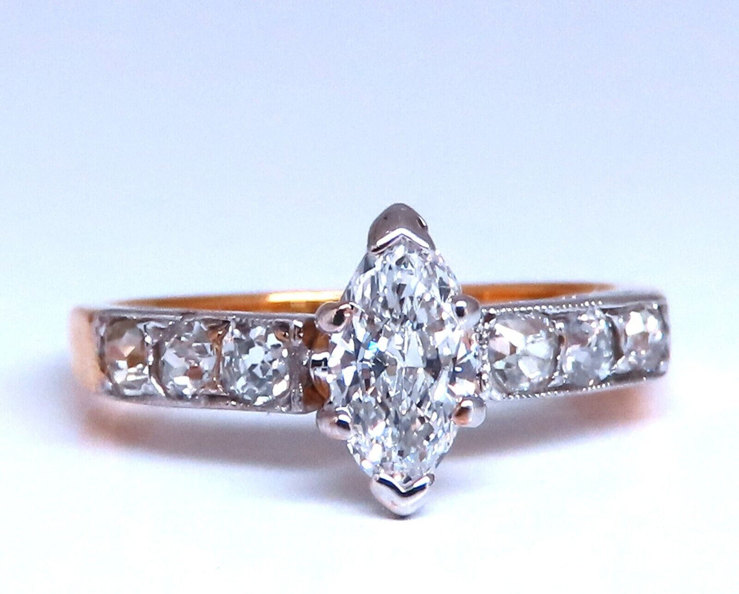 Vintage Natural Diamond Engagement ring 1ct 14kt Gold