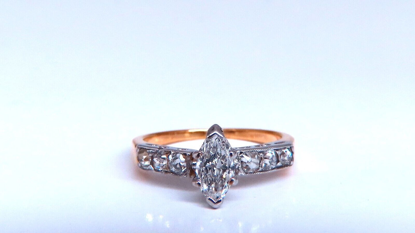 Vintage Natural Diamond Engagement ring 1ct 14kt Gold