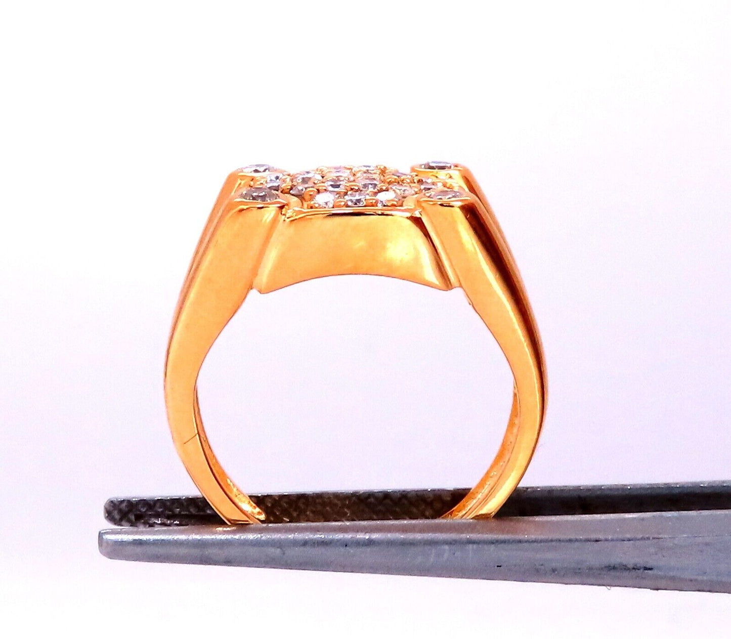 .60ct Natural Diamonds Rectangular Deck Signet Ring 18kt Gold