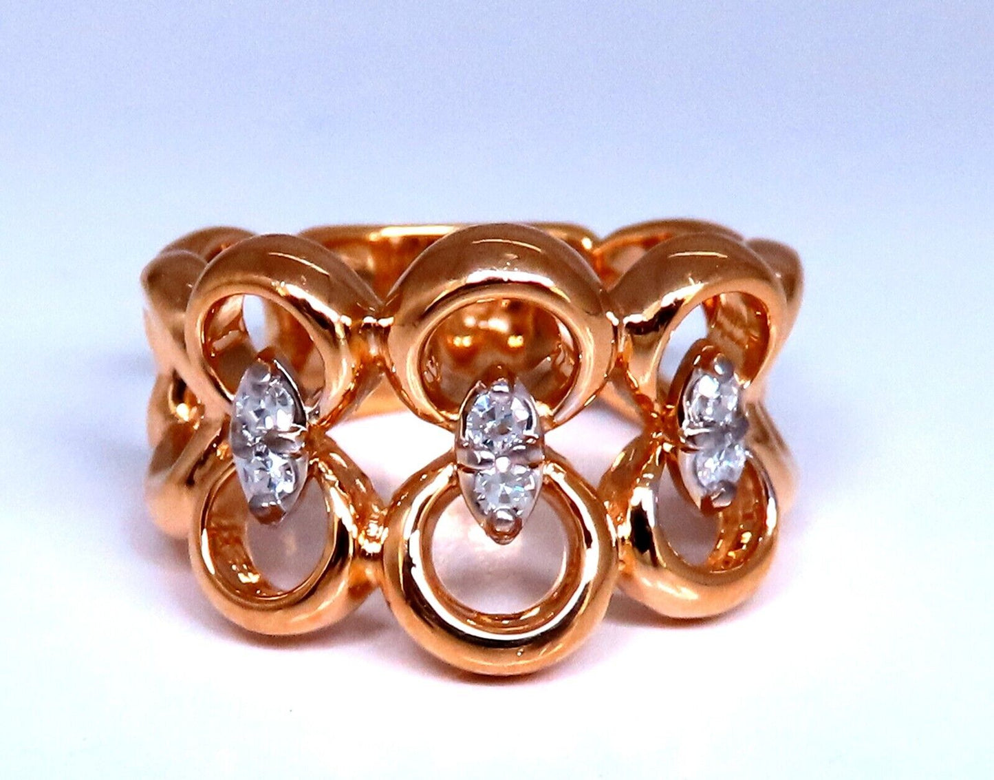.20ct Natural Diamonds Circles Loop ring 14kt Gold