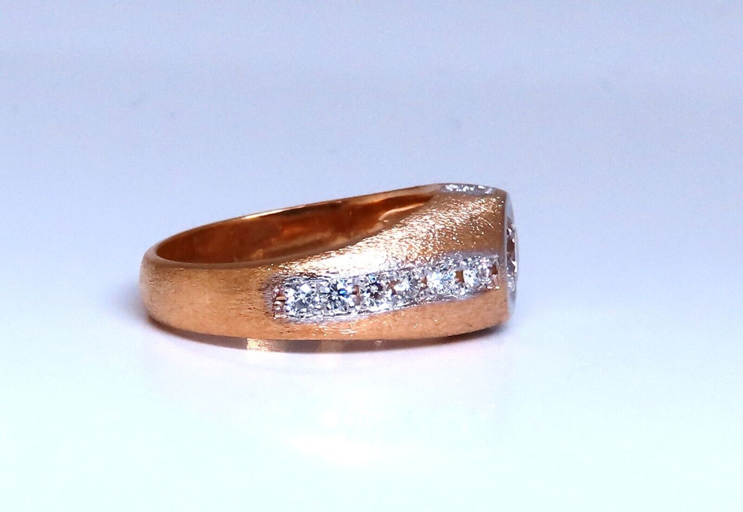 .70ct Natural round diamond mens ring 14kt brushed satin gold