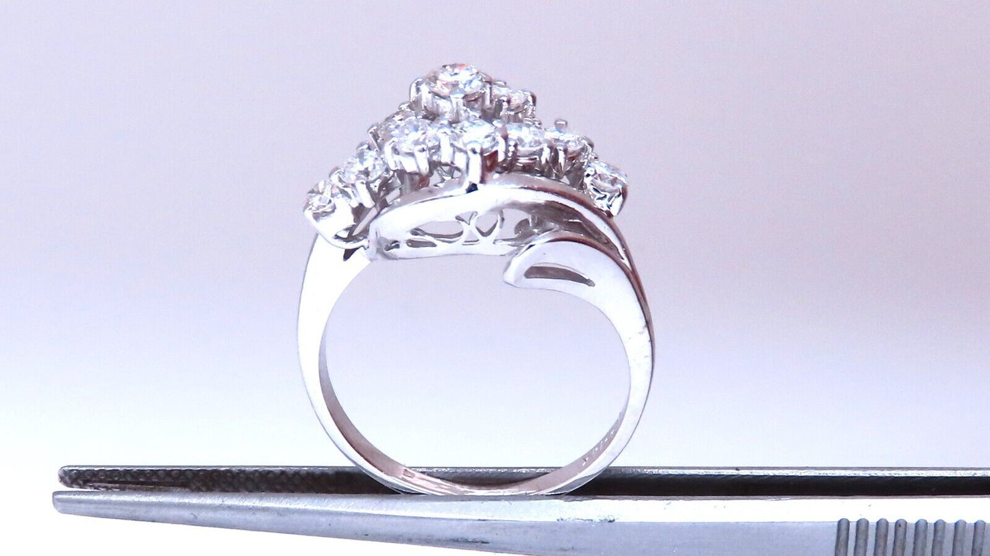 Vintage Natural Diamond ring .80ct 14kt Gold Raised Cathedral Cluster