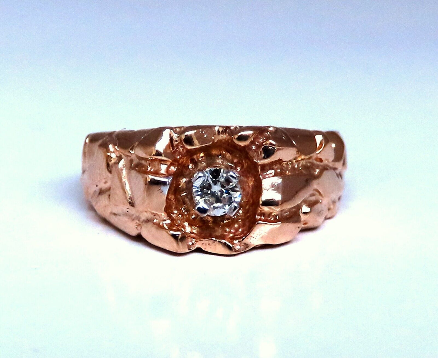 .20ct. mens natural round diamond solitaire ring 14kt gold H/Vs