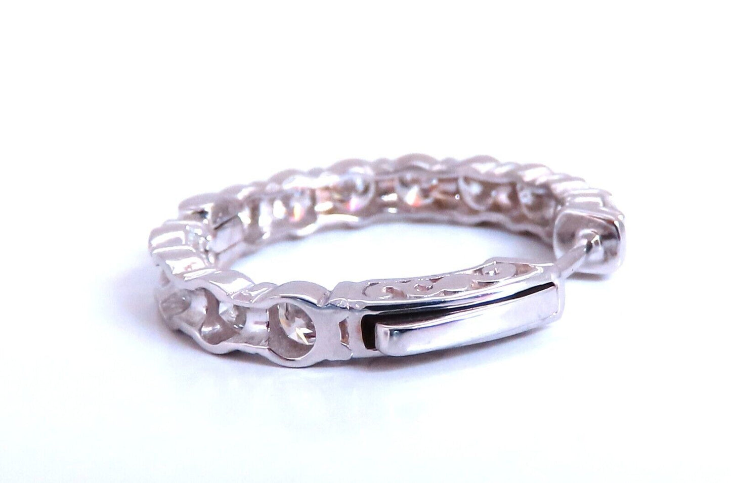 3.21ct Natural Round Diamond hoop earrings 14kt 23mm button & share prong