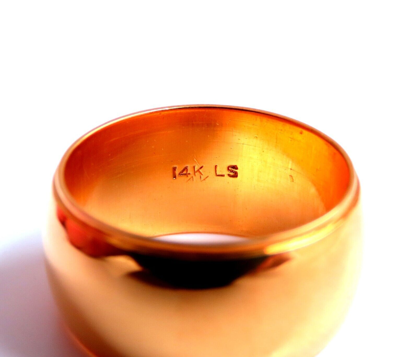 Wide Solid 9.5mm Band 14kt Gold Ring 6 LS