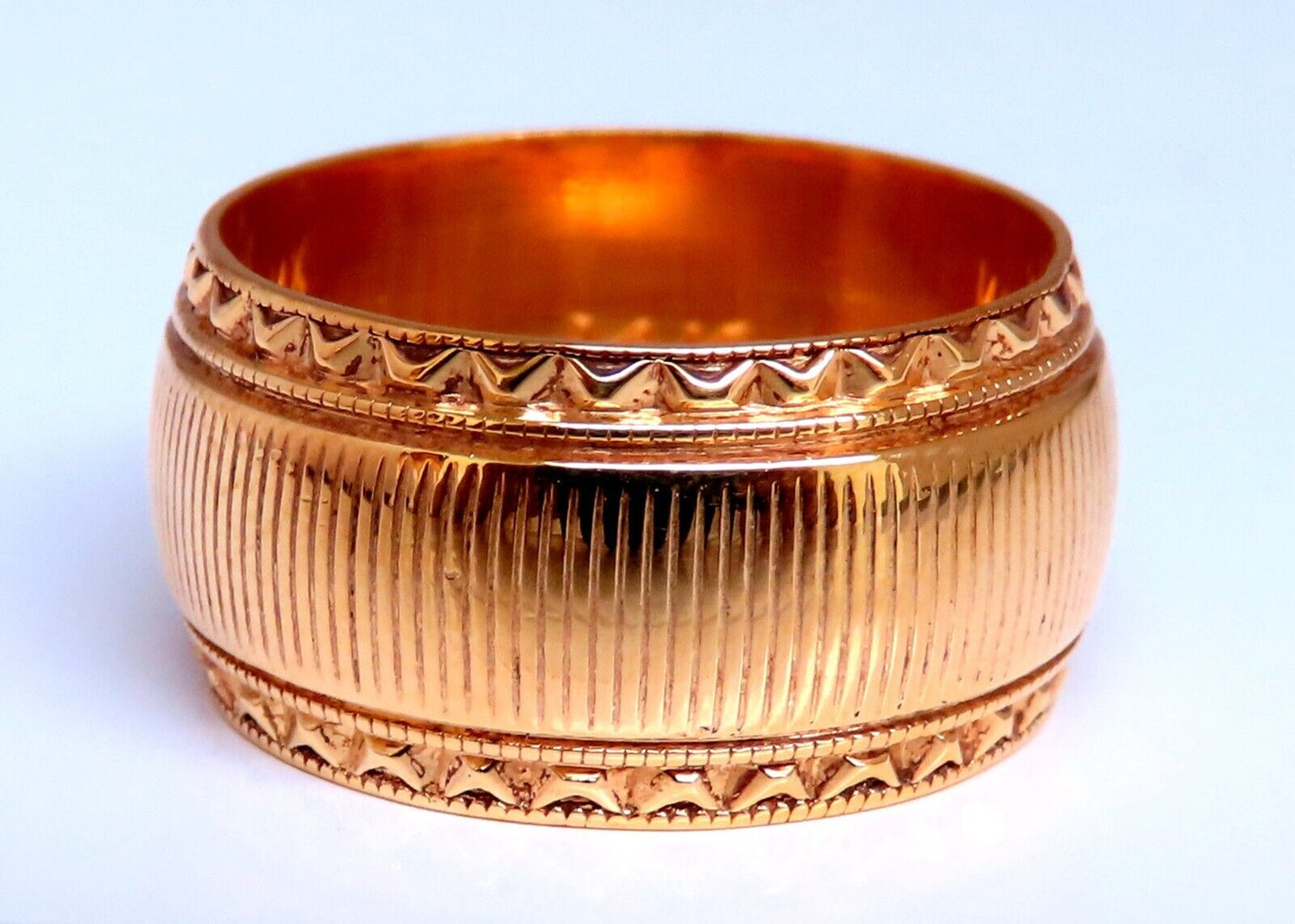 Wide Solid 10mm Band 14kt Gold Ring 7