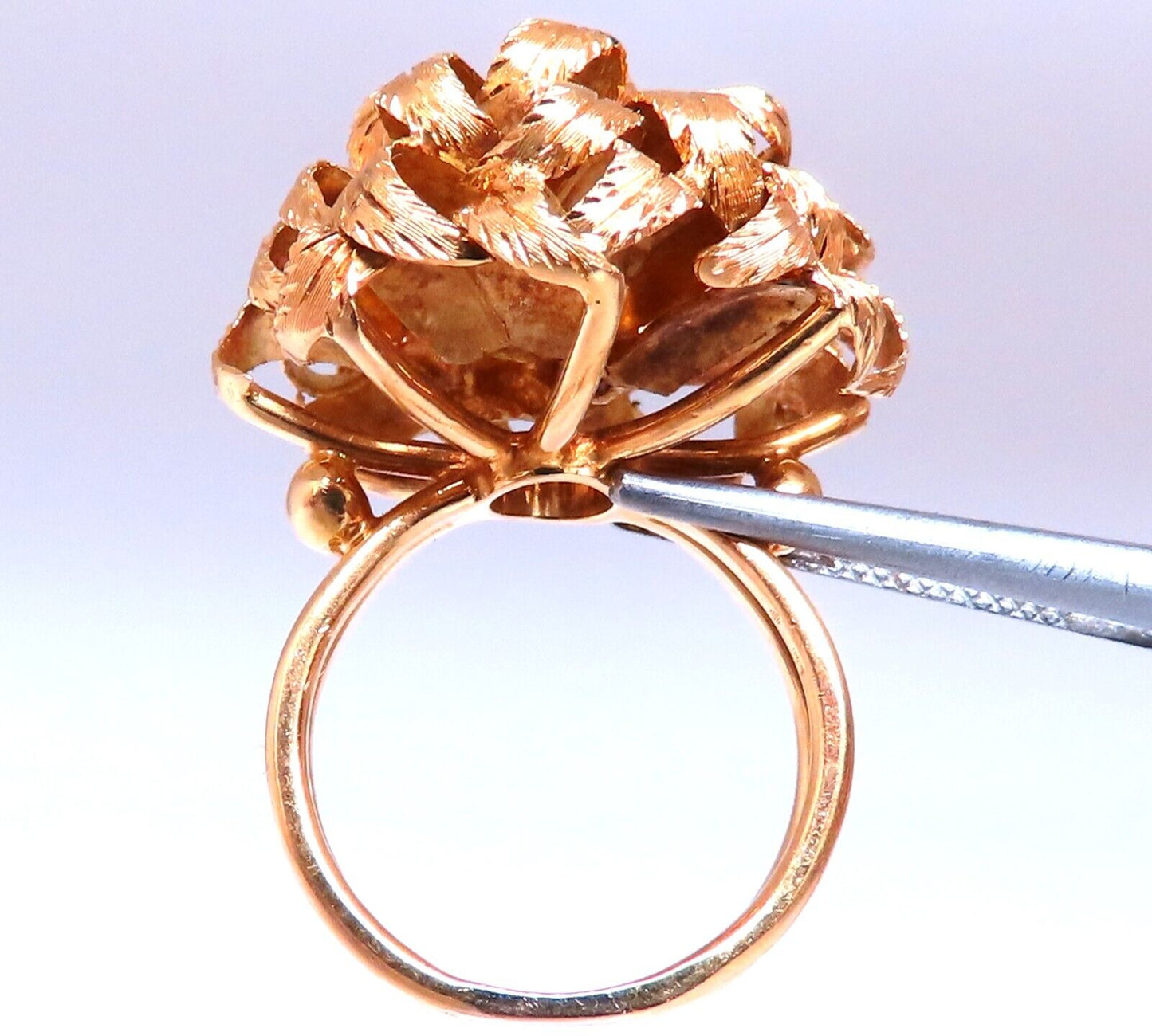 Vintage Florentine 25mm Cocktail 18kt Gold Ring Size 7.25