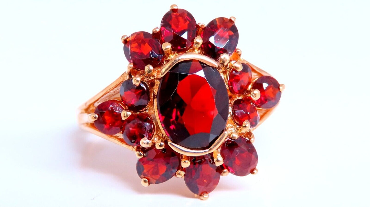 3ct Natural Garnet Cluster Ring 14kt Gold