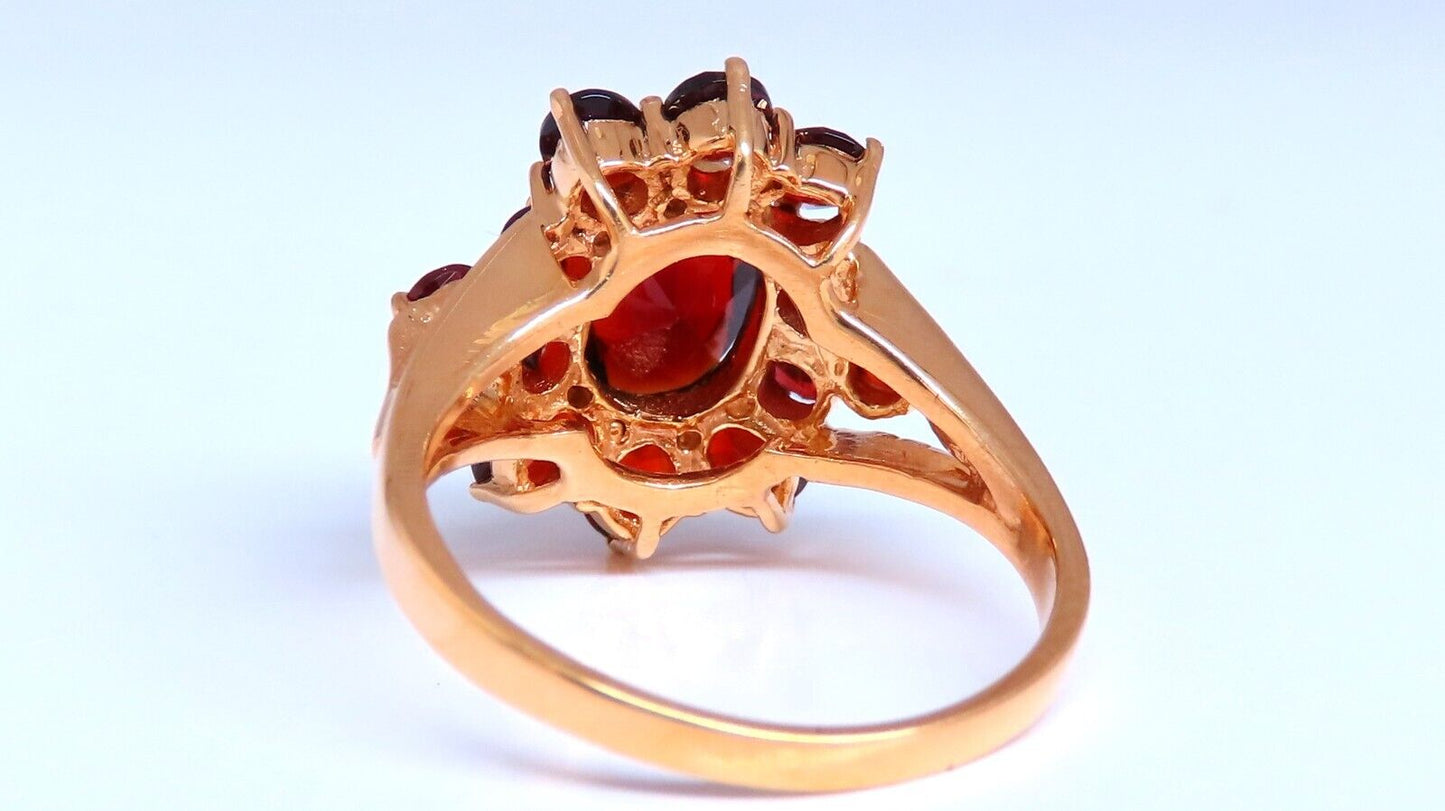 3ct Natural Garnet Cluster Ring 14kt Gold