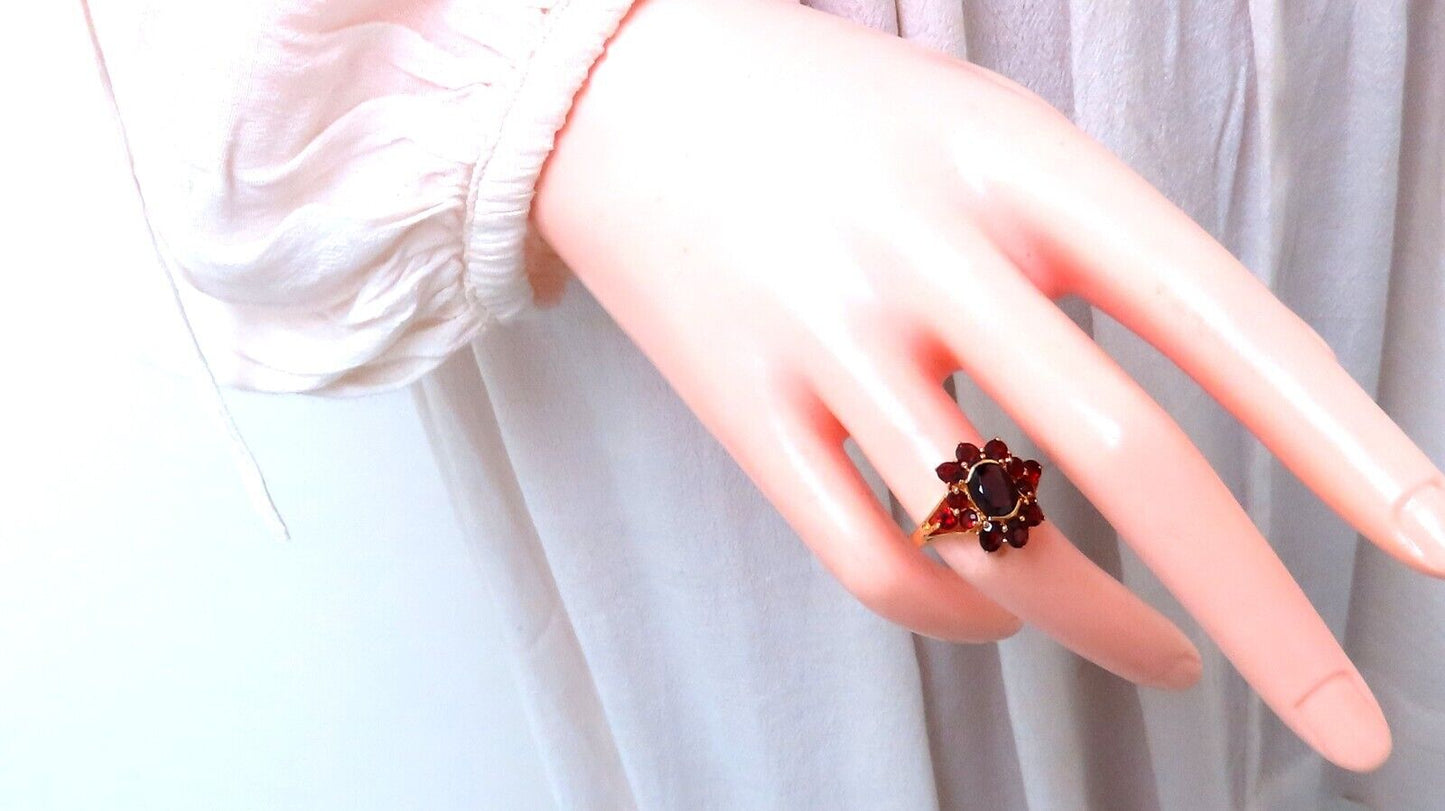 3ct Natural Garnet Cluster Ring 14kt Gold