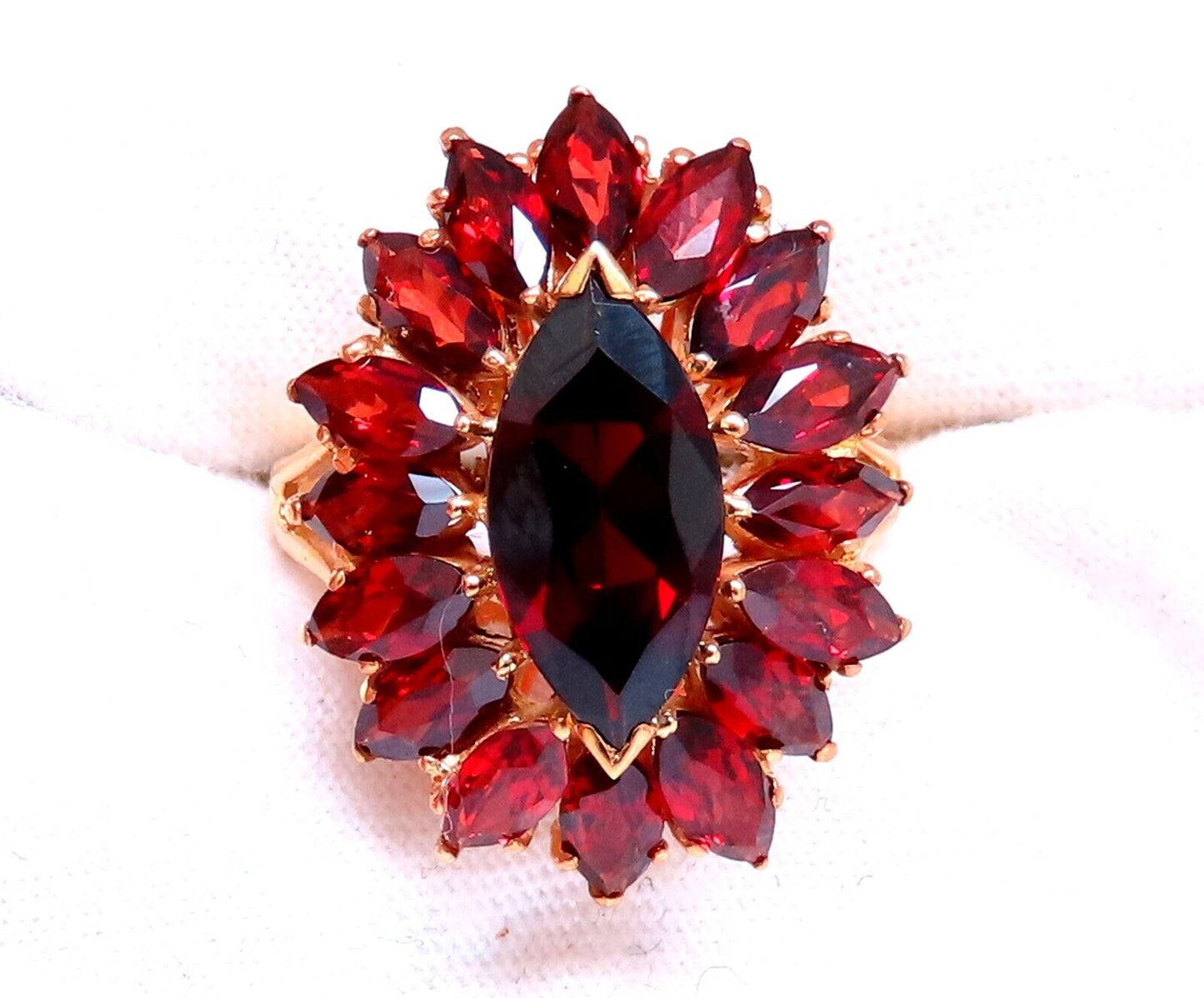 3ct Natural Garnet Cluster Ring 14kt Gold