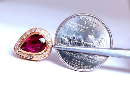 5.40ct Natural Pink Tourmaline Diamonds Earrings 14kt