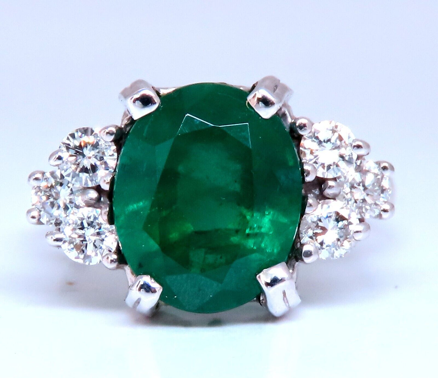 Emerald Diamonds Ring 14kt 4.07ct Natural Oval Brilliant