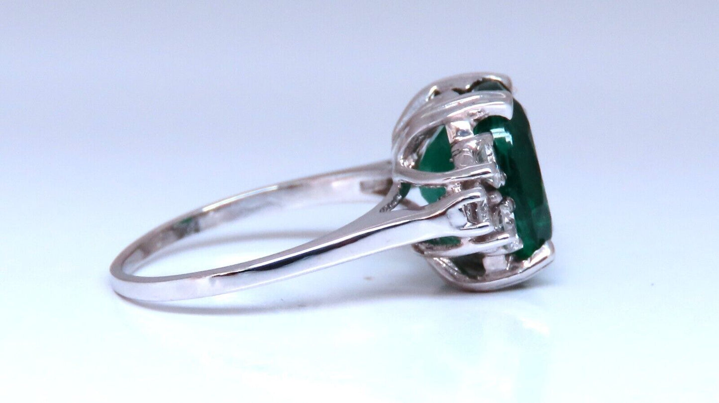 Emerald Diamonds Ring 14kt 4.07ct Natural Oval Brilliant