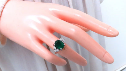 Emerald Diamonds Ring 14kt 4.07ct Natural Oval Brilliant