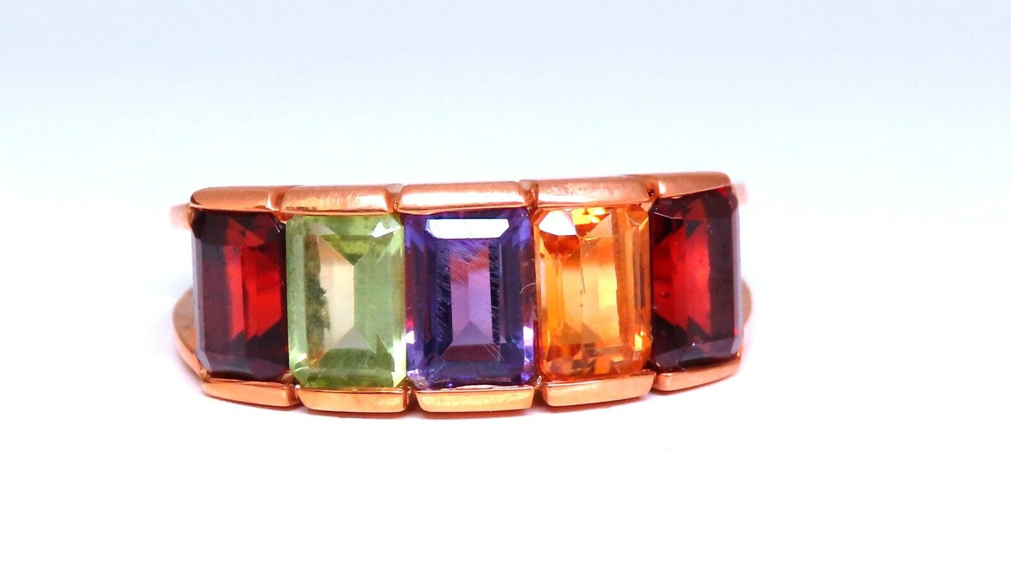 Natural amethyst topaz peridot garnet citrine mother's ring 14 karat