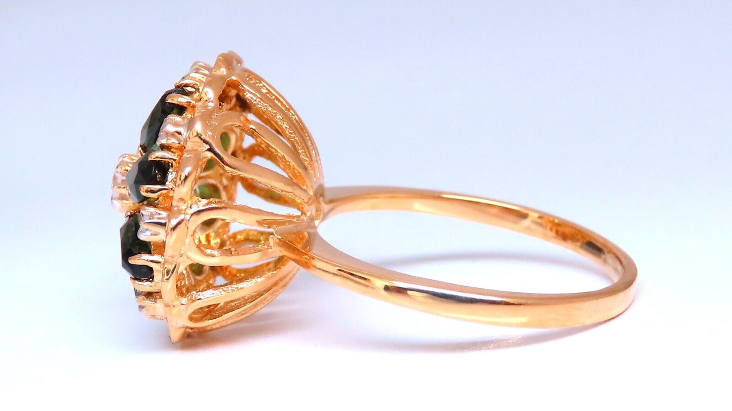 1.60ct Natural Tourmaline Cluster Ring 14kt