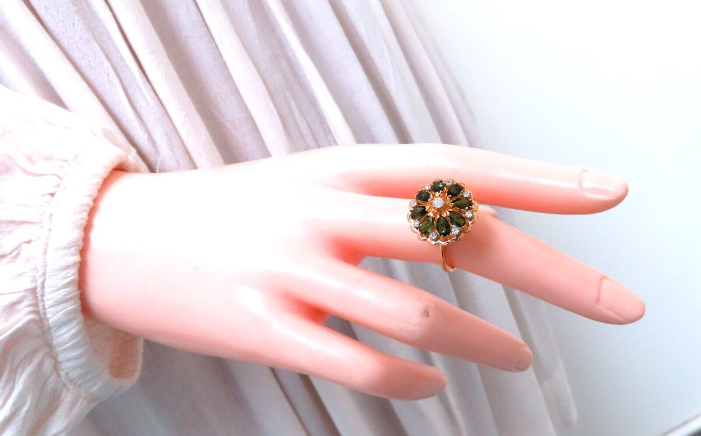 1.60ct Natural Tourmaline Cluster Ring 14kt