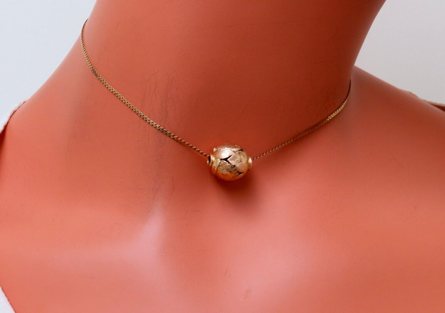 13mm Vintage Floral Gold Bean Necklace 14kt