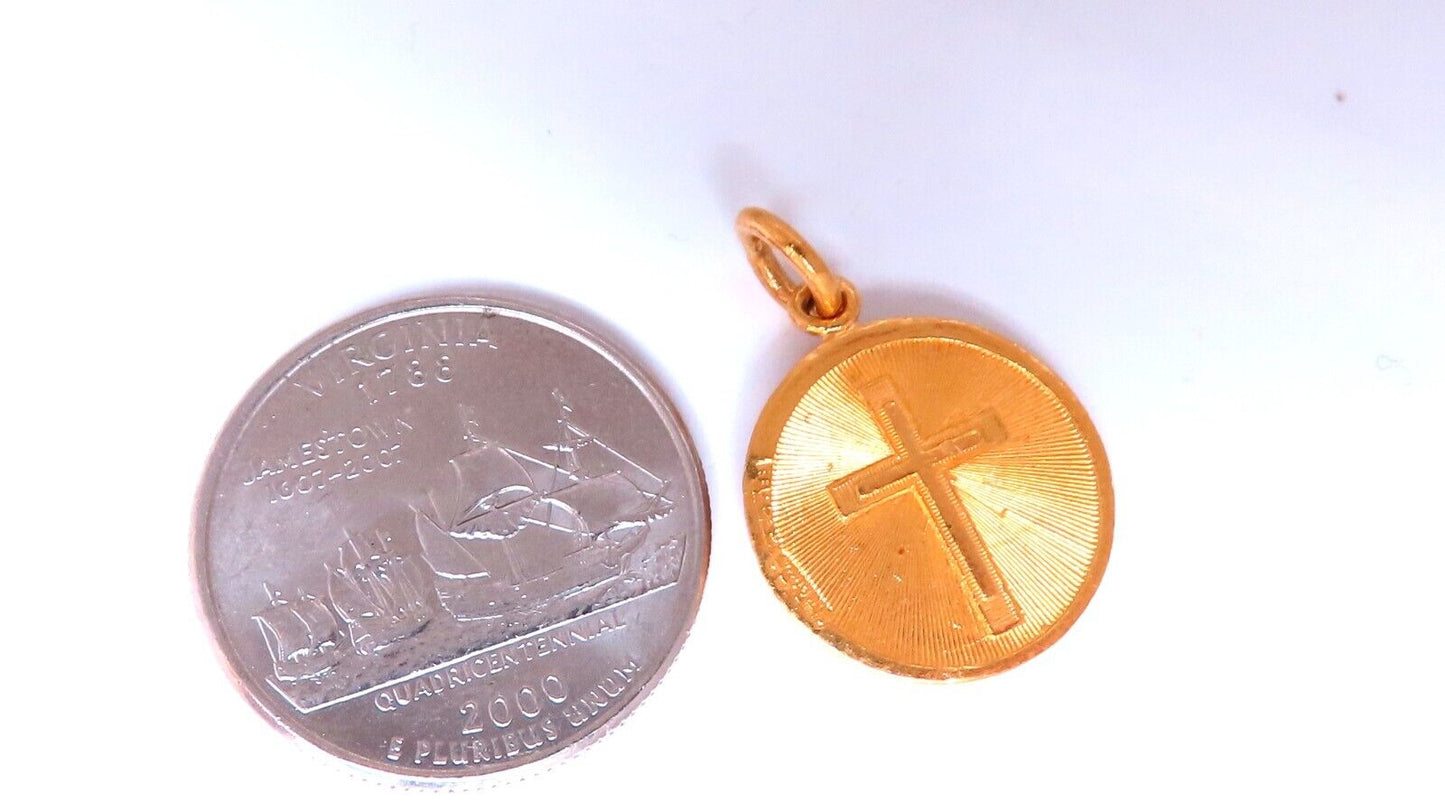 Sacred Heart Fine Gold Charm Pendant 6.4 grams 17mm Reversible