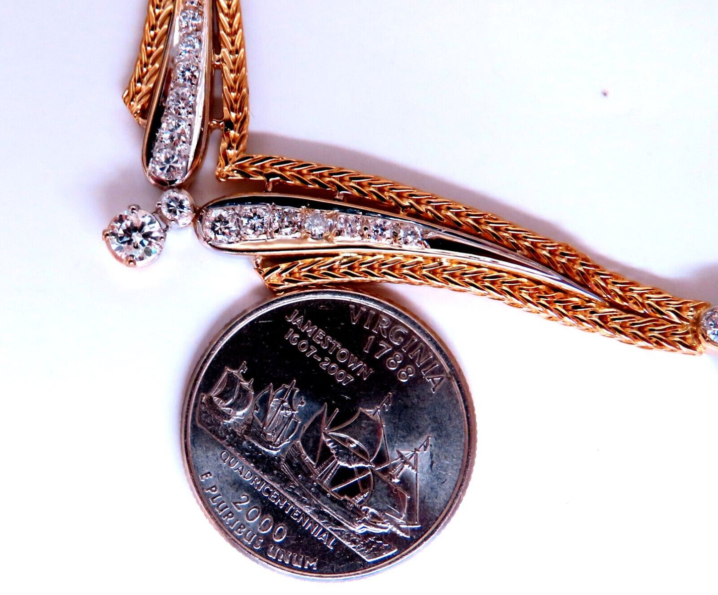 1.55ct Natural Diamonds Classic Vintage Grandma Necklace 14kt Gold