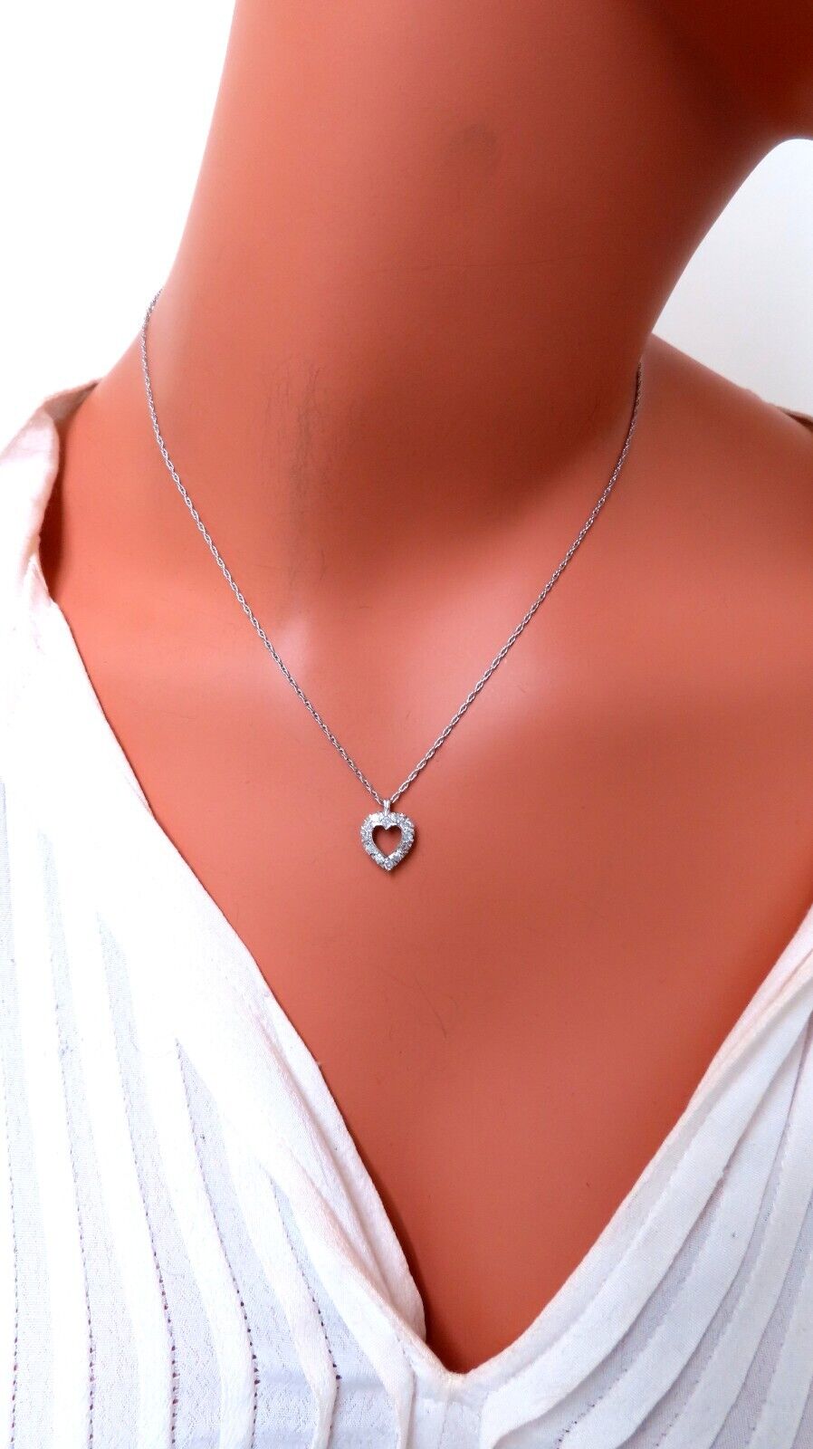 .36ct Open Heart Natural diamonds necklace 14 karat Gold