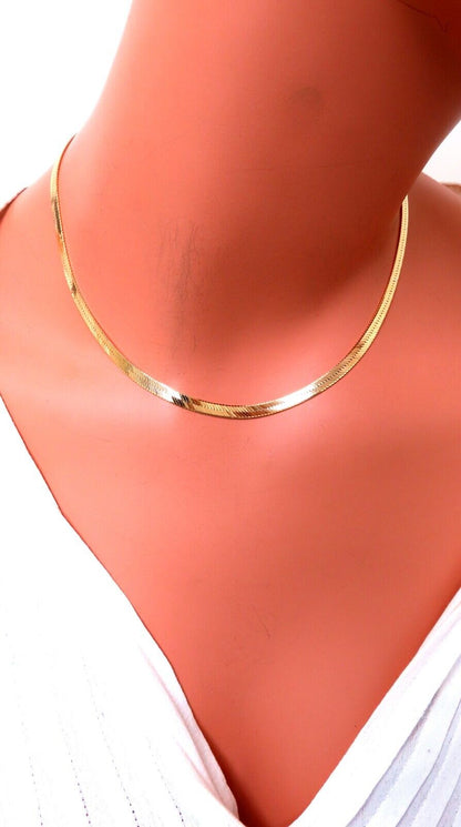 HerringBone Necklace 14kt Gold 4mm 11.8 grams