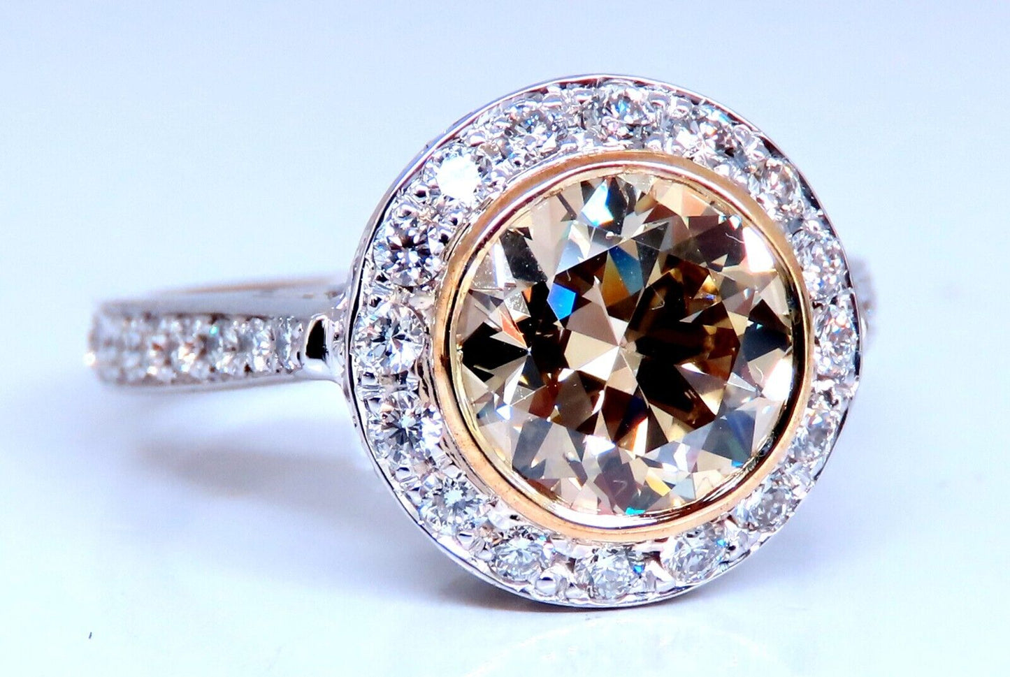 GIA Certified 2.20ct Fancy Light Brown Yellow Diamond Ring 14kt Gold