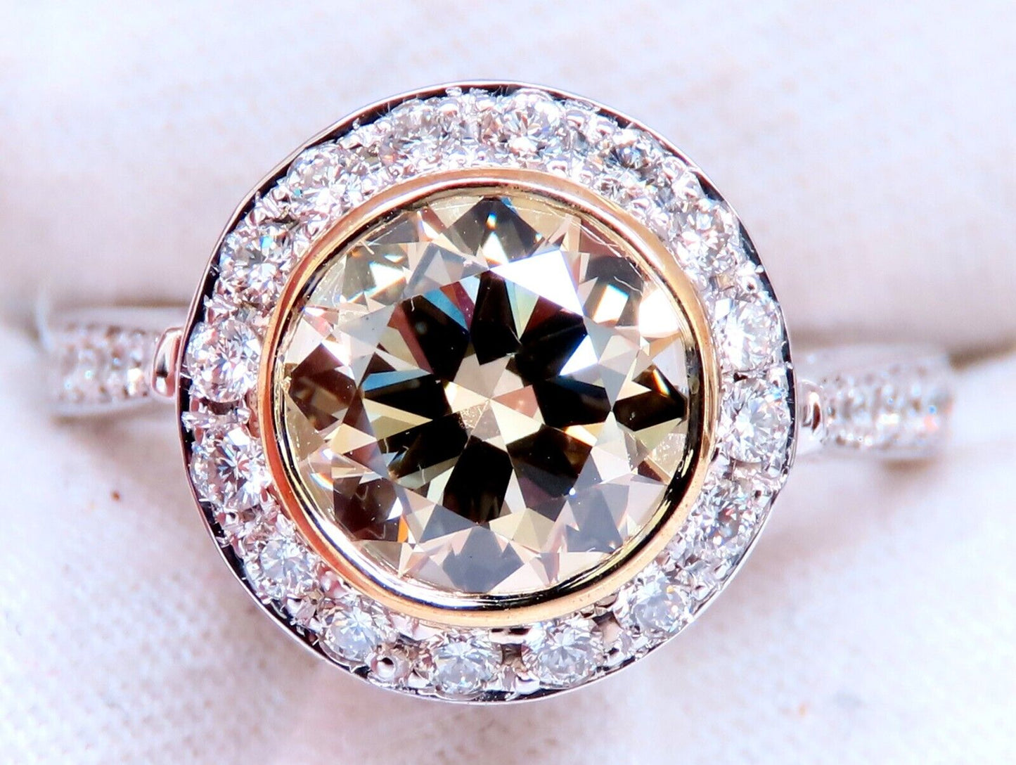 GIA Certified 2.20ct Fancy Light Brown Yellow Diamond Ring 14kt Gold