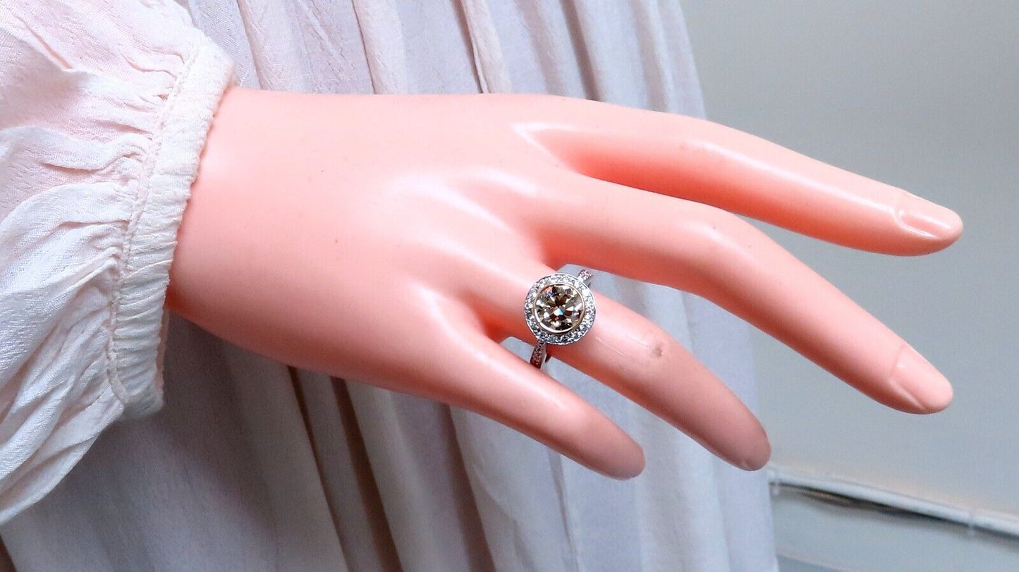 GIA Certified 2.20ct Fancy Light Brown Yellow Diamond Ring 14kt Gold