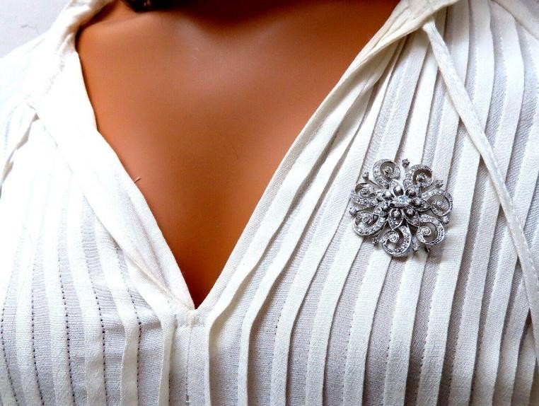 1.40ct Natural Diamonds Platinum Pin Edwardian Deco Vintage Ref 12329 *v