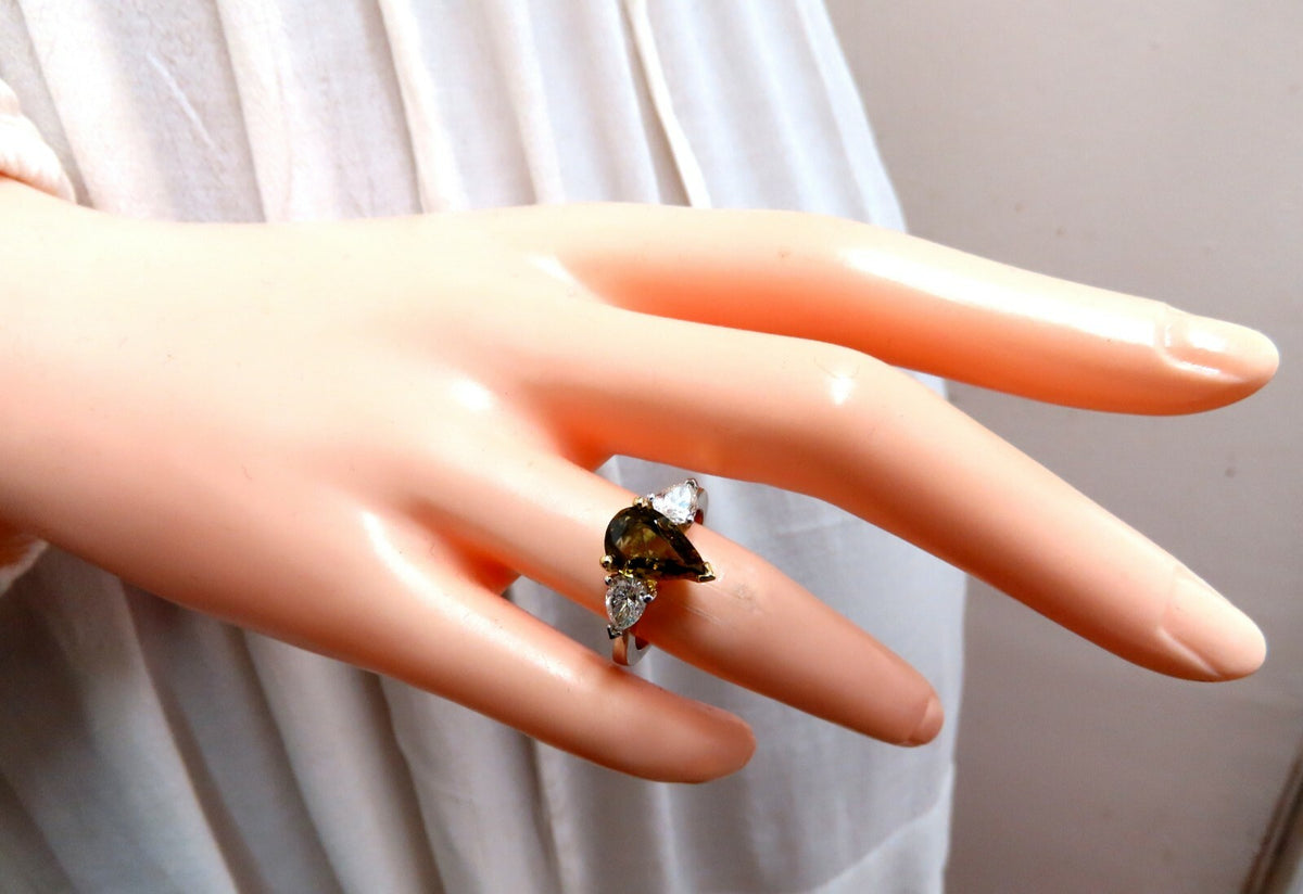 GIA Certified 2.04ct Natural No Heat Yellow Brown Sapphire Diamonds Ring 14kt *v