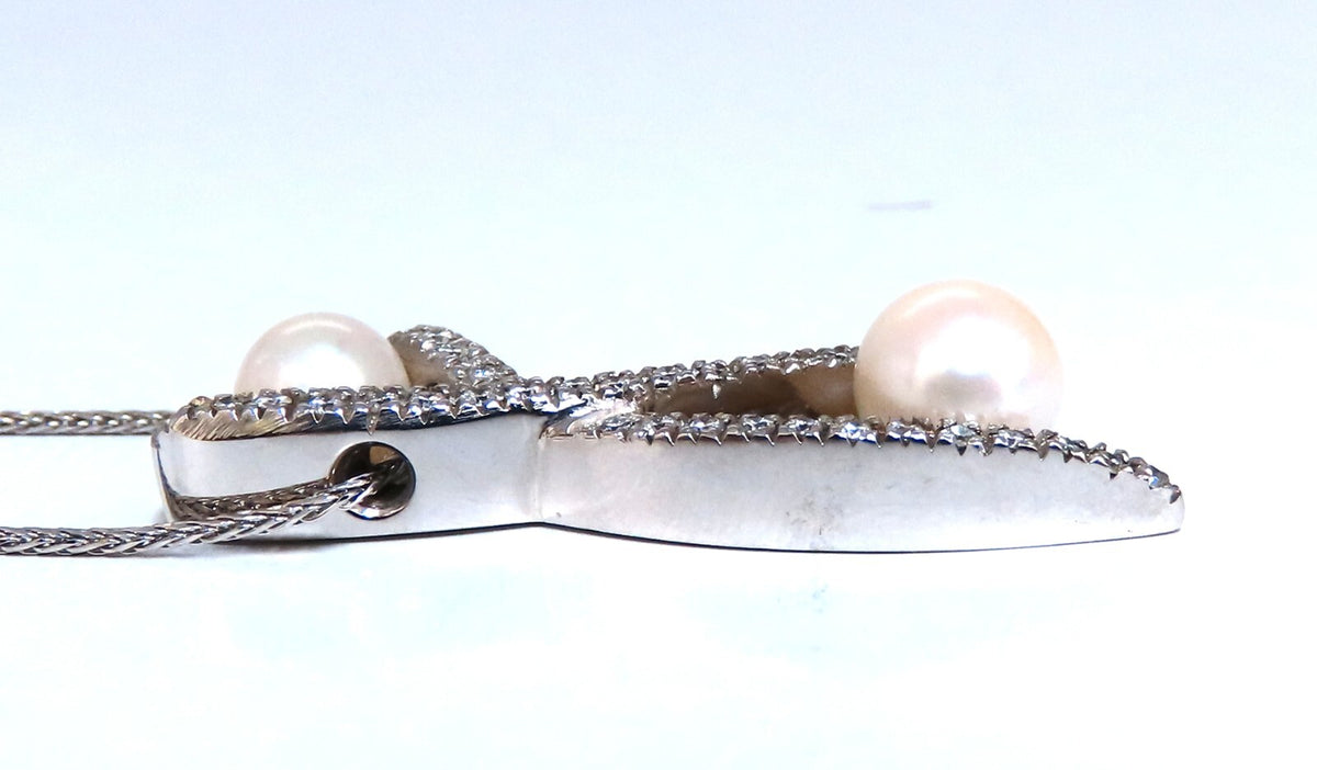 8 mm South Sea Pearls diamonds x necklace 14 karat white gold *v
