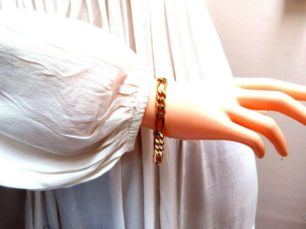 Figaro Link 14kt Gold Bracelet 8.5 inch 8.7mm 29 Gram Unisex 11090 *v