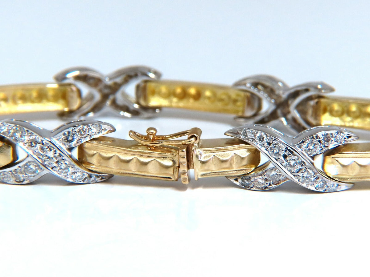 1.54ct natural round diamonds x bracelet 14 karat gold two-tone 7.5 *v