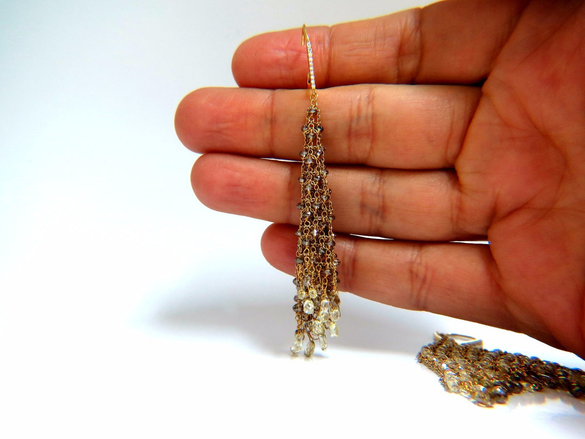 28.15ct Natural Fancy color briolette diamond dangle earrings 18kt Mesh *v