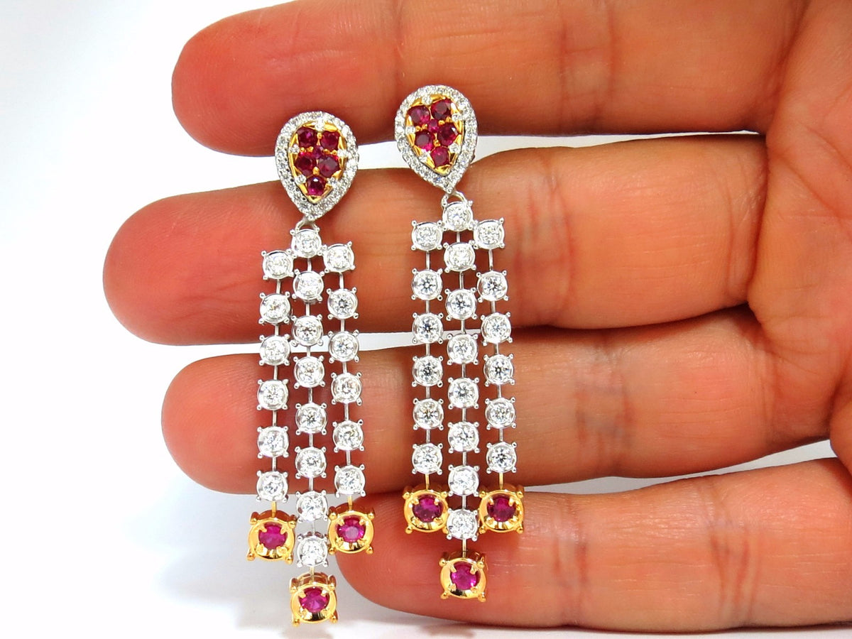 3.00ct natural red ruby diamond by yard dangle earrings 14kt *v