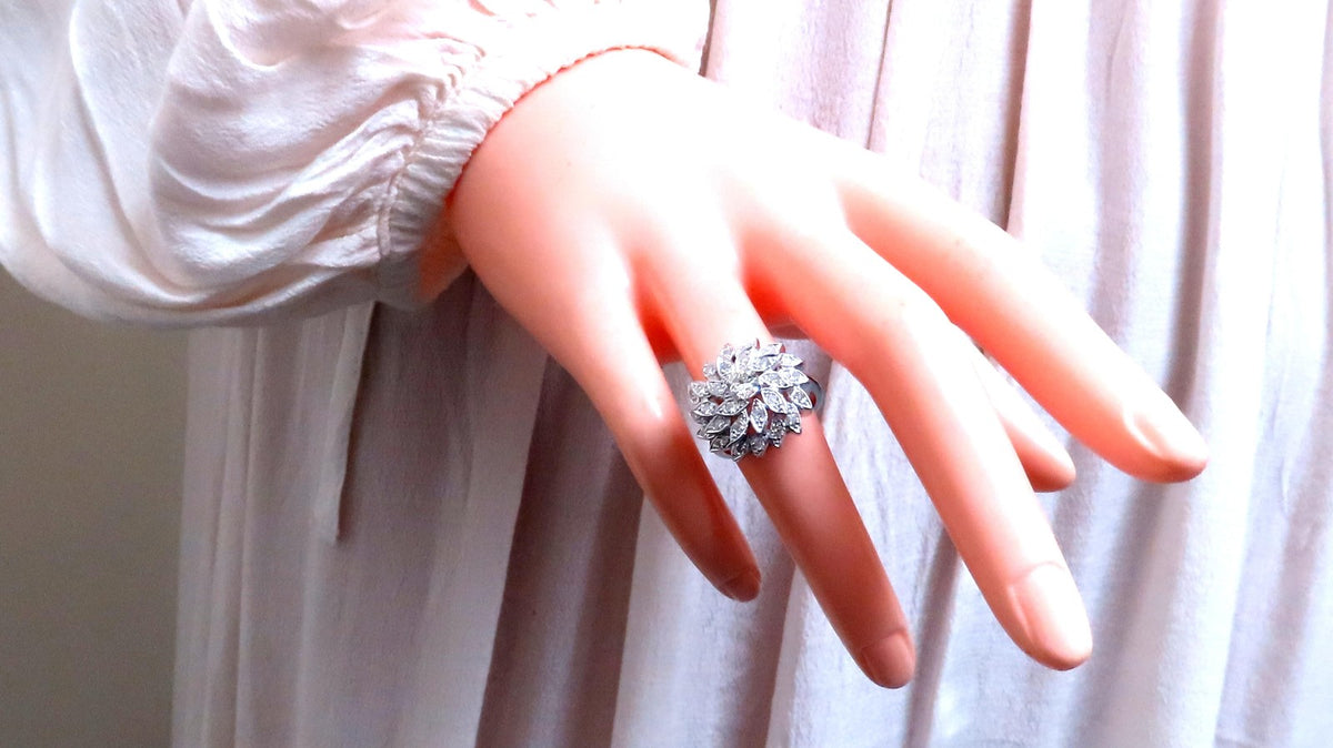 1.10ct natural diamonds cluster circular dome ring 14kt 12427 *v