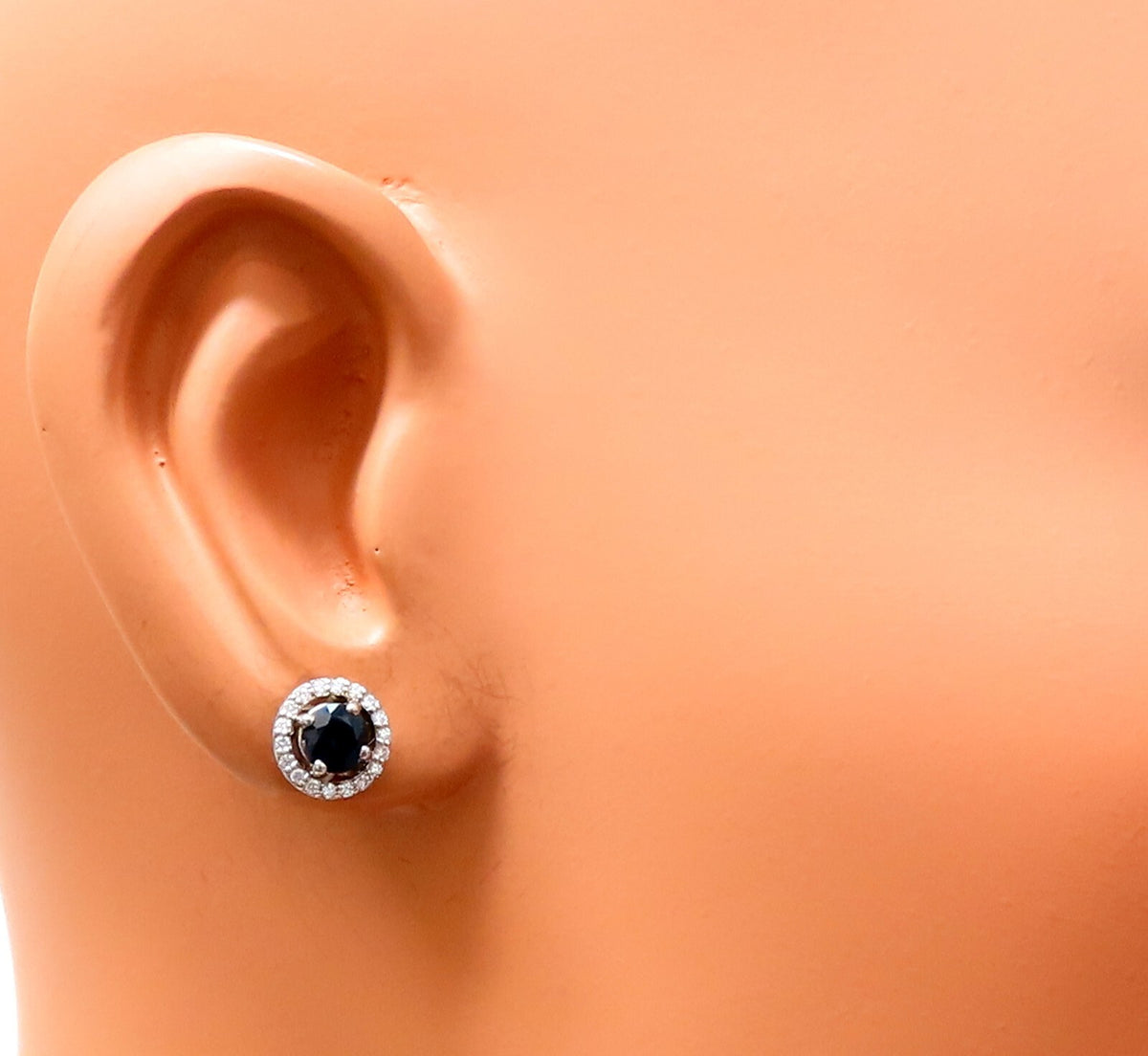 1.10ct Natural Sapphire Diamonds Cluster Earrings 14 Karat gold *v