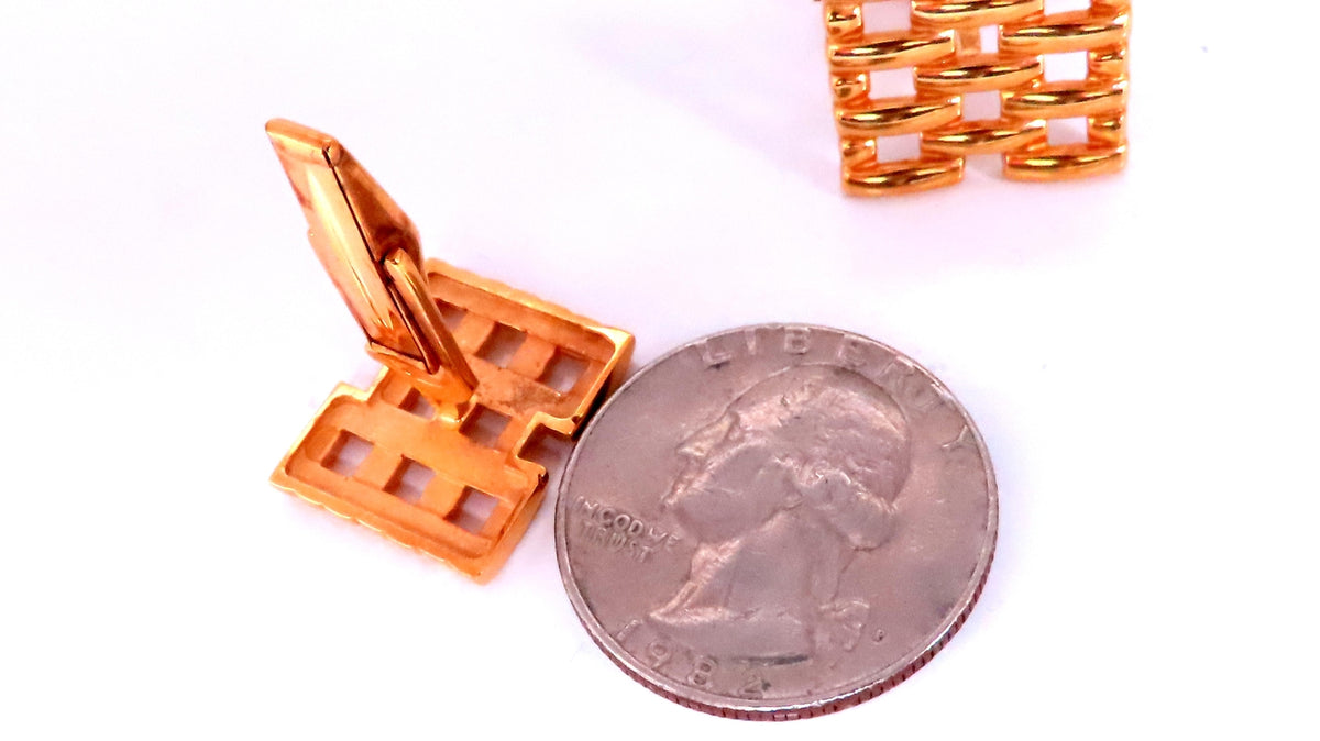 Staggered Brick Form Mens 14kt gold executive cufflinks 12362 *v