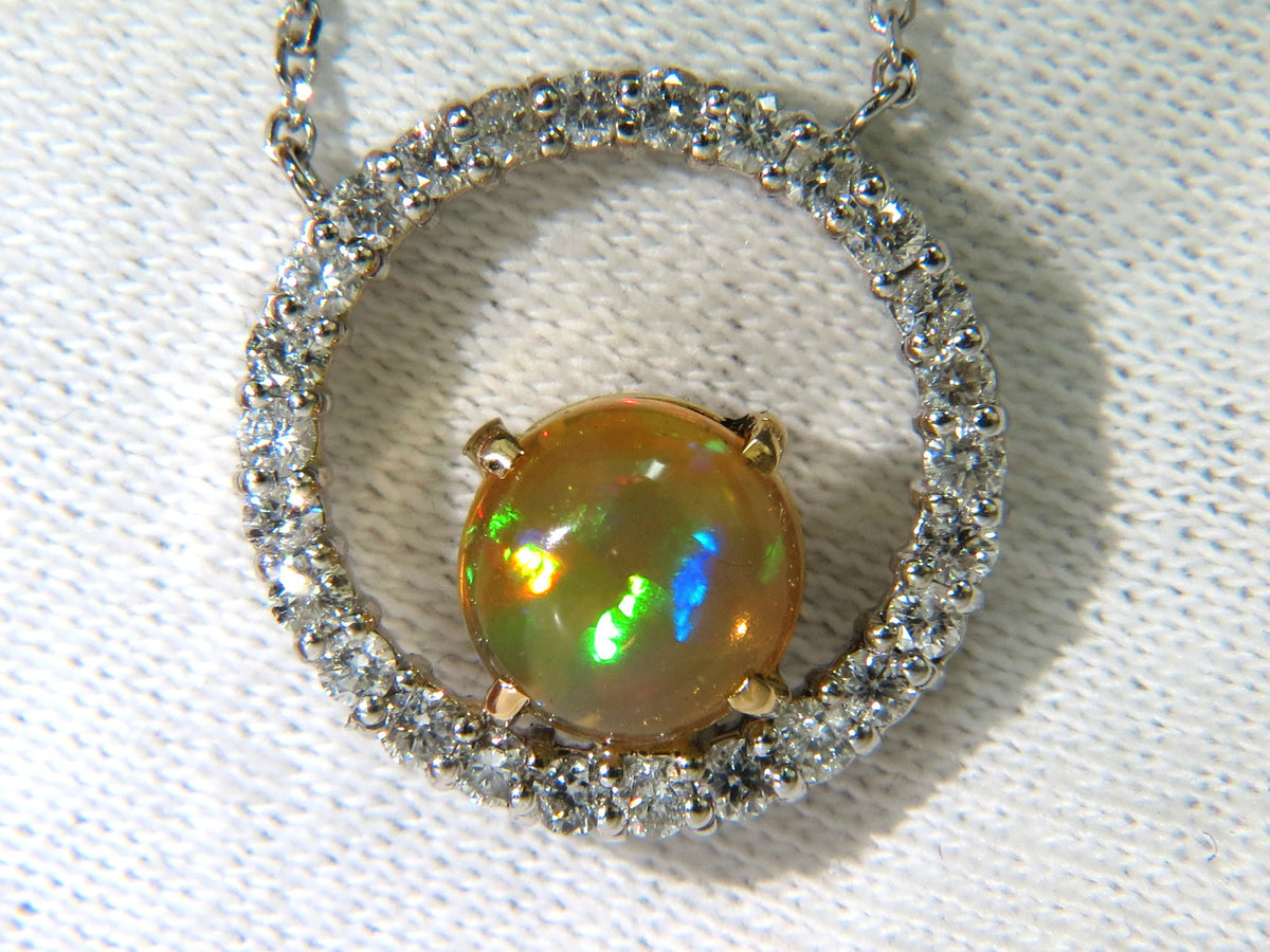 2.60CT NATURAL VIBRANT OPAL DIAMOND NECKLACE 14KT *v