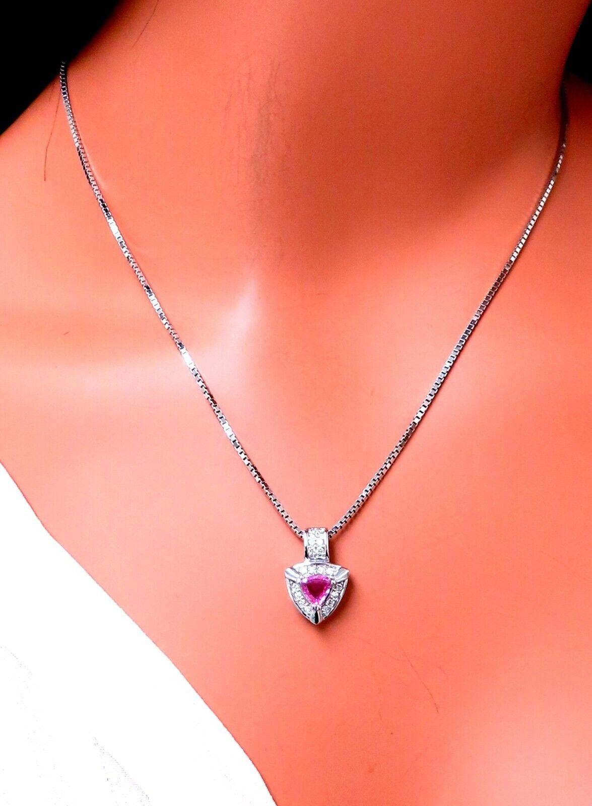 .76ct natural Trillion shaped sapphire diamonds pendant 14kt *v