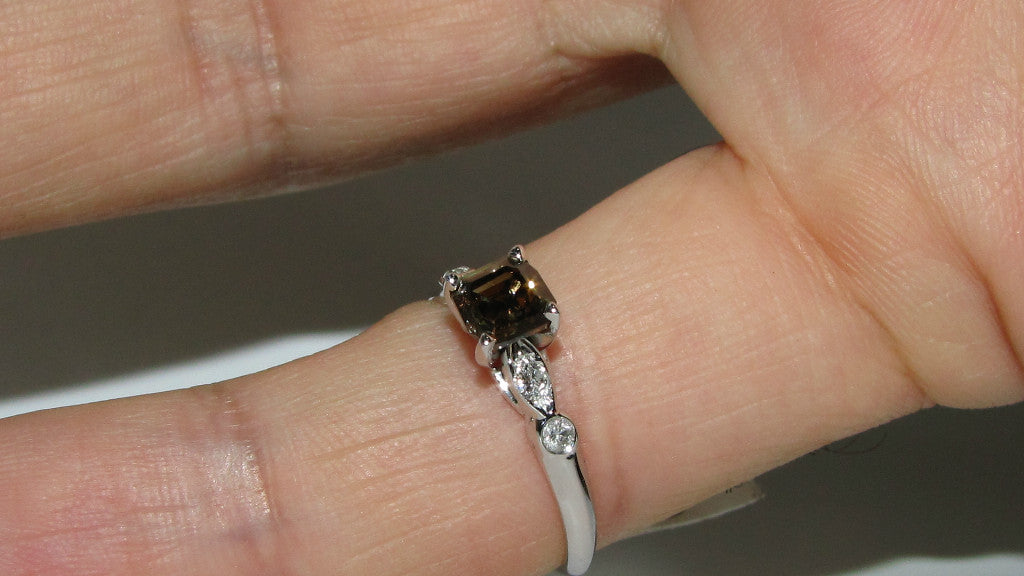 .97CT NATURAL FANCY BROWN COLOR DIAMOND RING 14kt GOLD *v