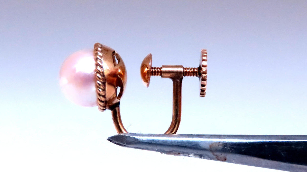 Federalist 7.50m Vintage Pearl Functional Lobe Screw Earrings 14kt gold 12598 *v