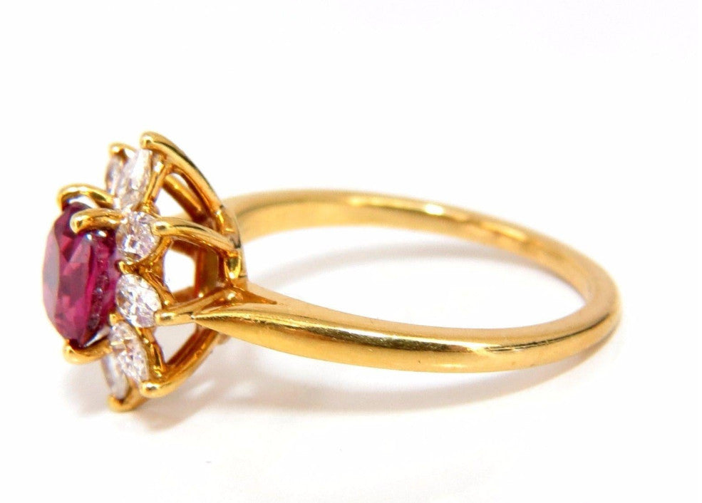 1.20ct Natural Ruby Diamonds Halo Pear Ring 18kt *v