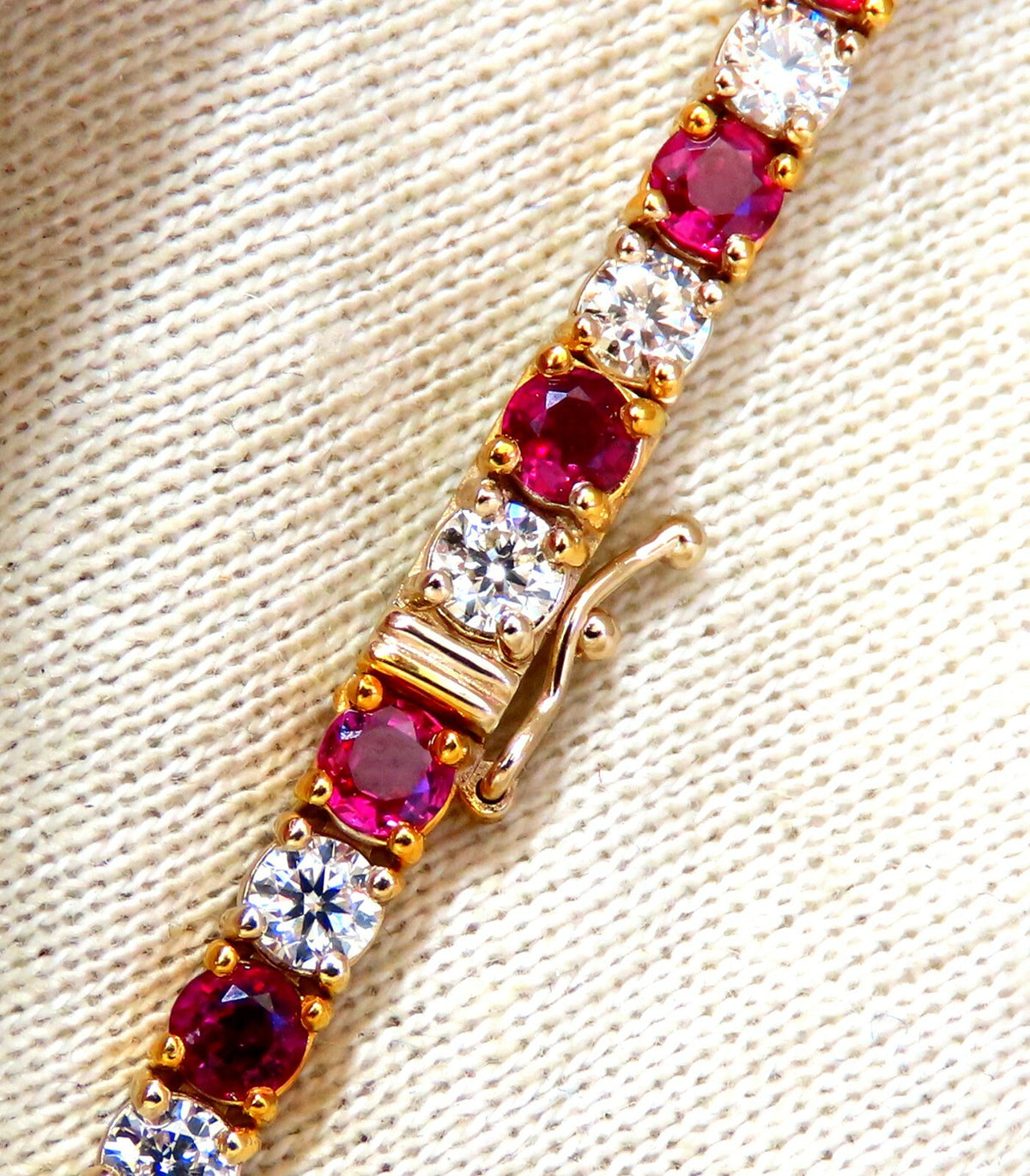 9.82ct Natural Ruby Diamonds Alternating Tennis Bracelet 14kt *v