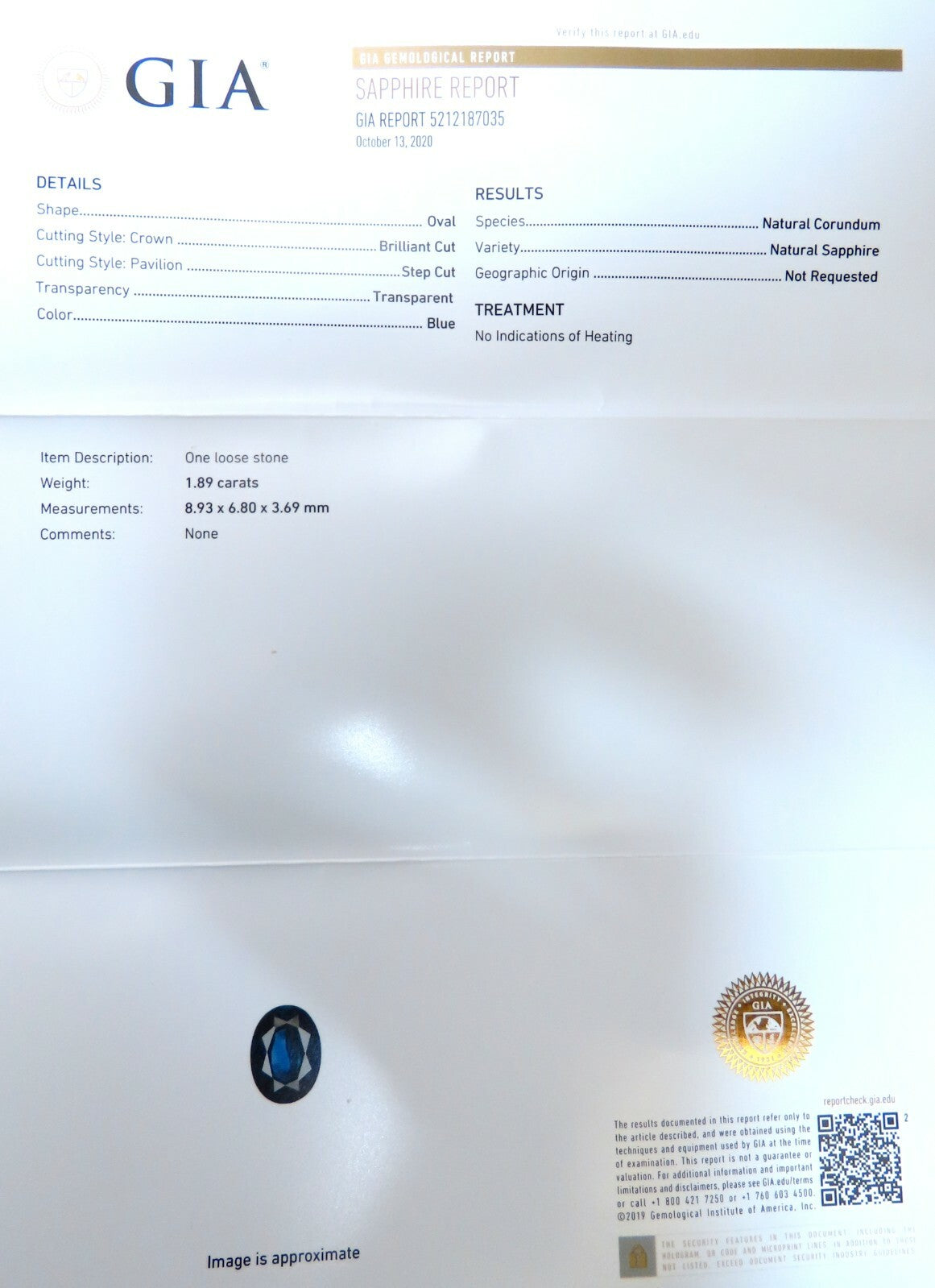 GIA Certified 1.89ct Sapphire Diamonds Ring 14kt No Heat *v