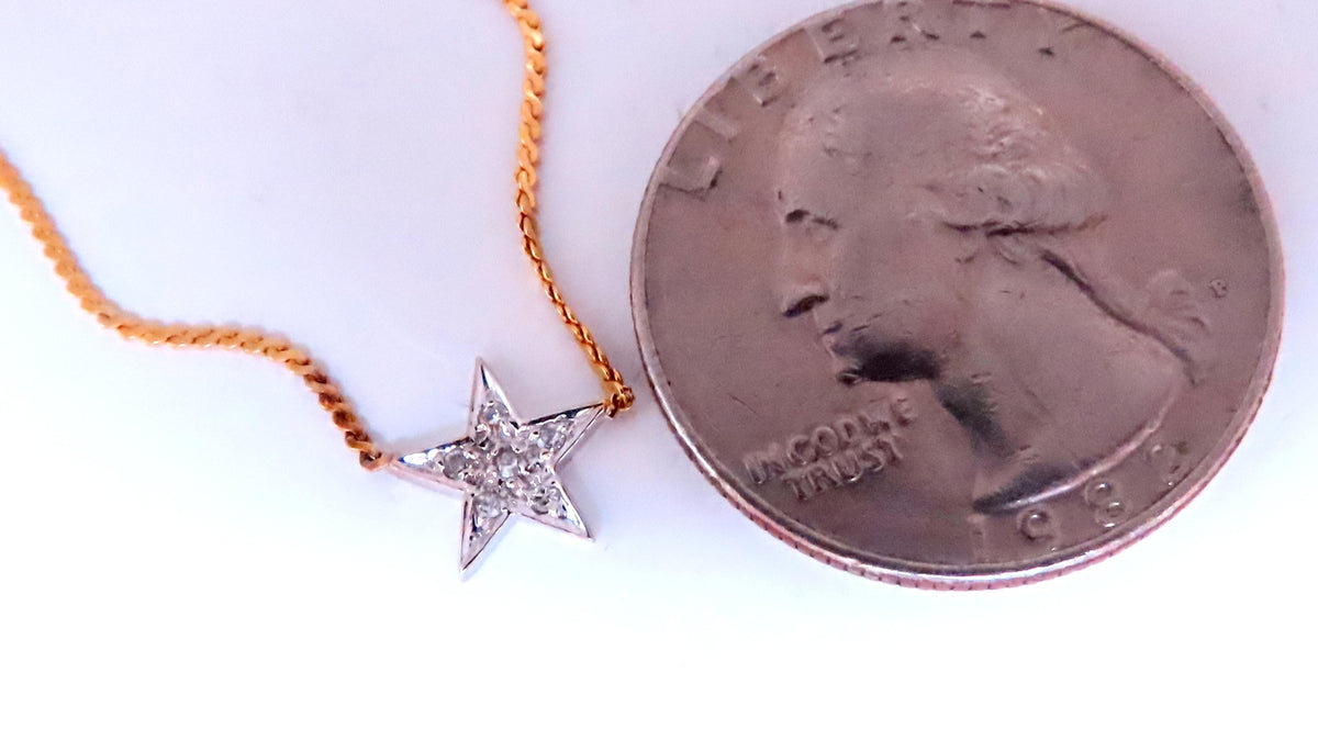 .05ct. Natural Diamonds Petite Star Necklace 14kt gold 12406 *v