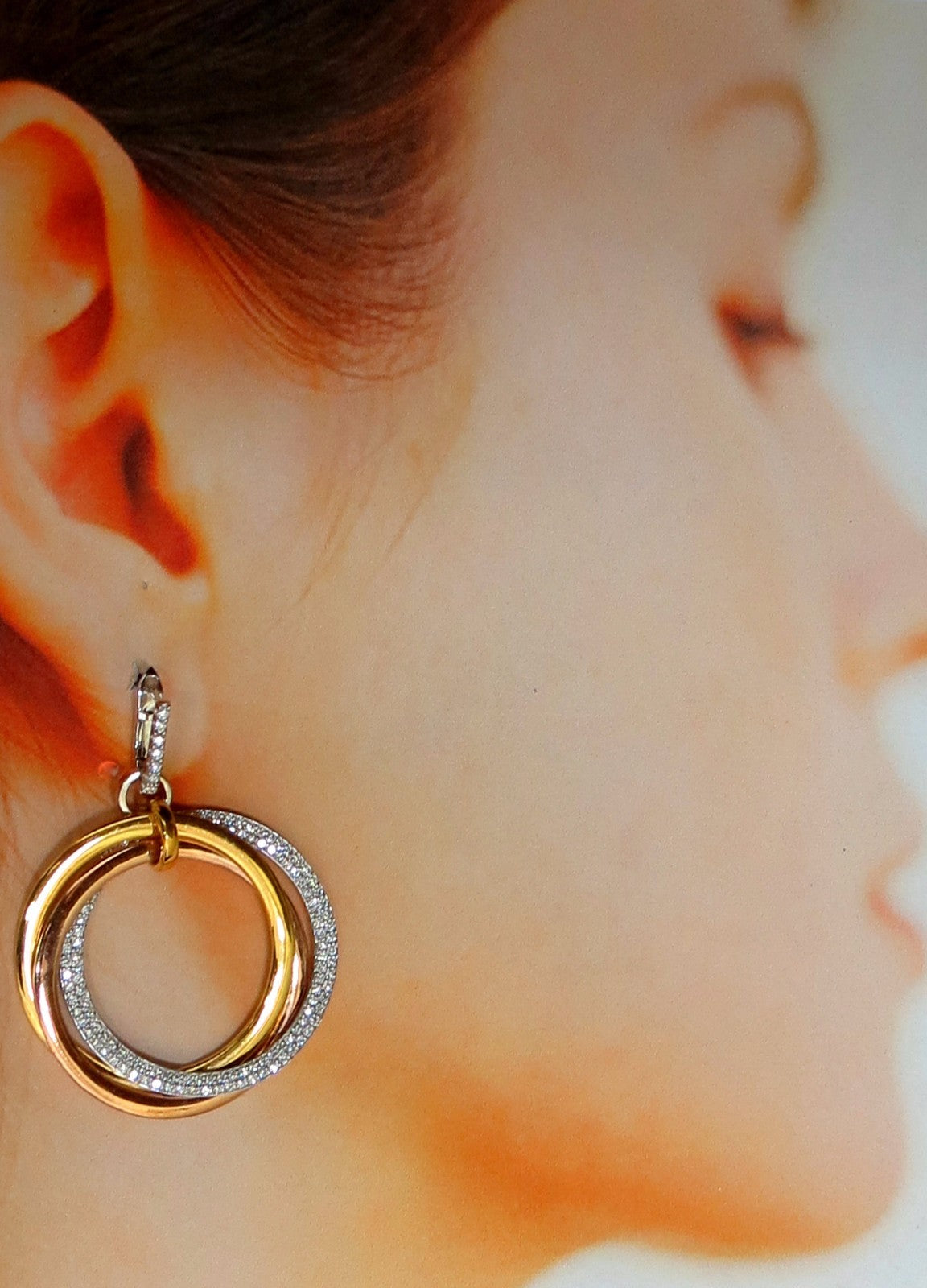 3.80ct natural diamonds rolling loop rings dangle earrings 14kt multi *v