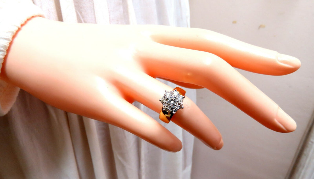 1.04ct Natural Diamonds Floating Cluster on Band Ring 14kt Vintage *v